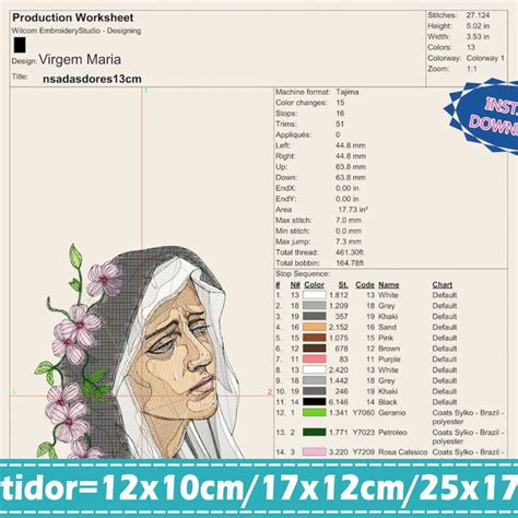 Matriz Bordado Virgem Maria Elo Produtos Especiais