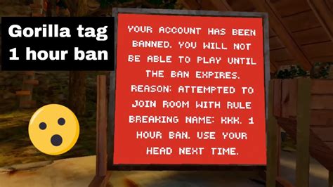 Gorilla Tag Hour Ban Code Kkk Youtube