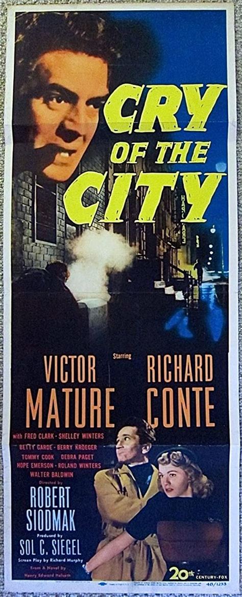 CRY OF THE CITY INSERT POSTER SIODMAK VICTOR MATURE SHELLEY WINTERS FILM NOIR At Amazon S