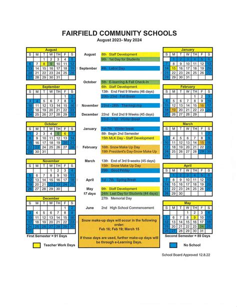 School Calendar | Fairfield Community Schools