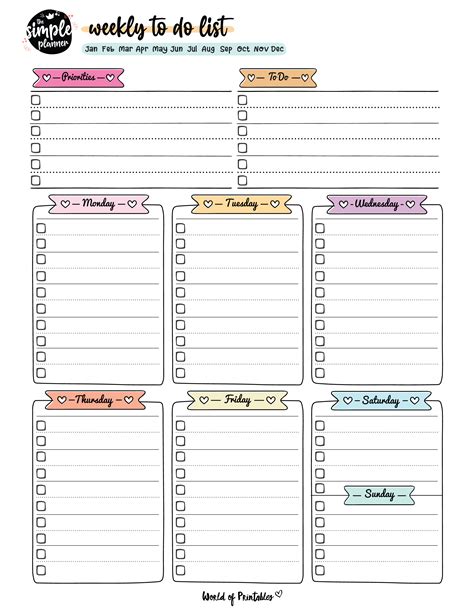 Weekly To Do List Templates World Of Printables