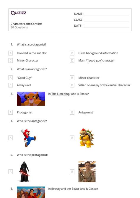 Comparing And Contrasting Characters Worksheets For Th Grade On