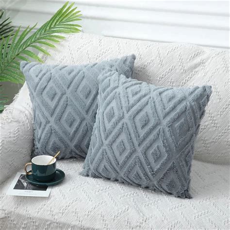 Olanly Decorative Throw Pillow Covers Sofa Soft Plush Faux Wool Couch