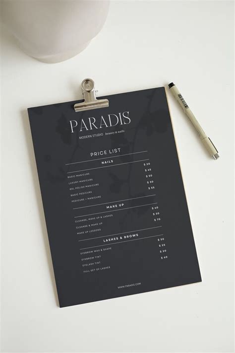 Aesthetic Price List Sign Template Floral Editable