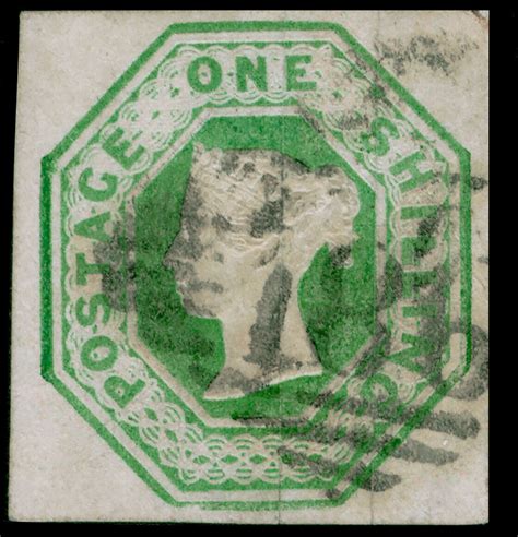 GB QV SG54 SCARCE 1s Pale Green CUT SQUARE FINE USED Cat 1000