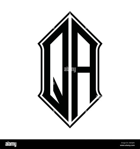 QA Logo Monogram With Shieldshape And Black Outline Design Template