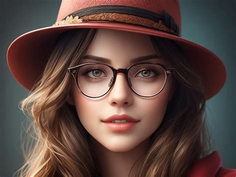 Premium Ai Image Beautiful Girl Wearing Glasses And Hat Generated By Ai