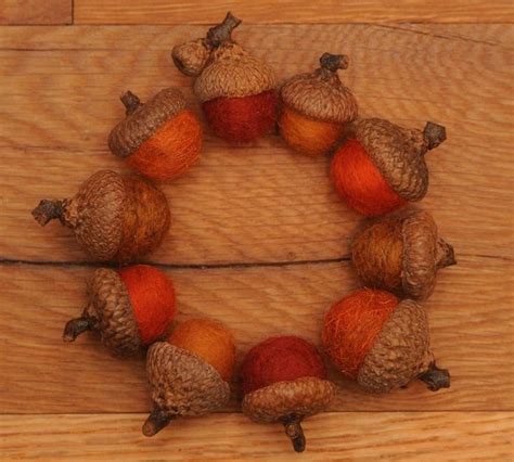 Orange Felted Wool Acorns Or Acorn Ornaments Set Of 10 Etsy UK