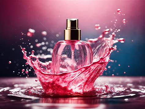 Bottle Of Perfume In Water Splashes On A Colorful Background Picture ...