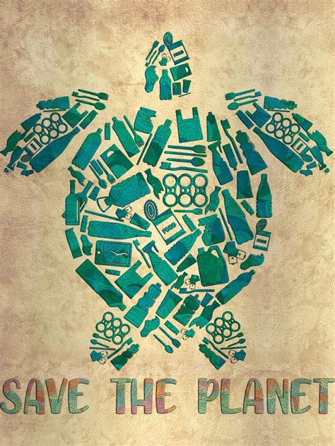 Earth Day Restore Save The Planet Sea Turtle Digital Art By Grover