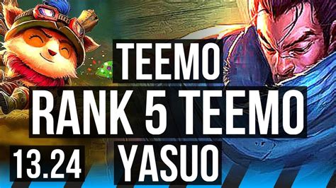 Teemo Vs Yasuo Mid Rank 5 Teemo 929 500 Games 800k Mastery