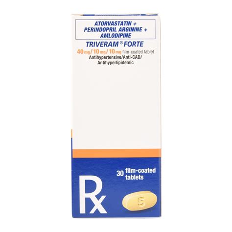 Triveram Atorvastatin 40mg Perindopril Arginine 10mg Amlodipine 10mg 1 Film Coated