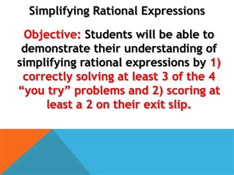 Ppt Simplifying Rational Expressions Powerpoint Presentation Free