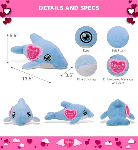 Dolphin 135″ With Mothers Day Heart Plush Eco Friendly Super Soft