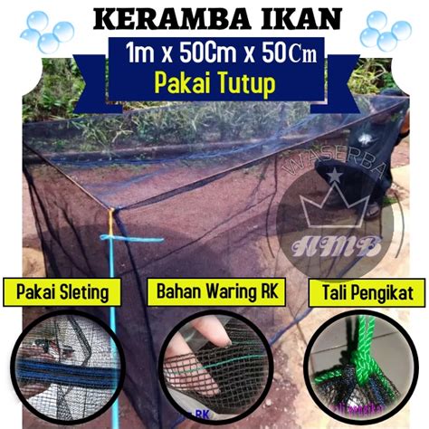 Jual Jaring Keramba Ikan Pakai Tutup Plus Resleting Ukuran 1m X 50cm X