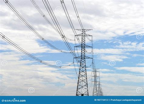 High Voltage Electricity Pylon System Stock Image Image Of Power