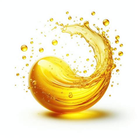 Yellow Oil Splash Isolated On White Background Premium Ai Generated Image