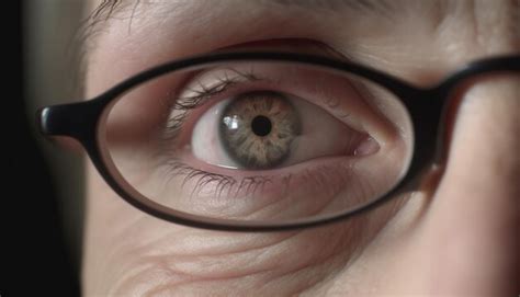 Premium Ai Image Close Up Portrait Of Caucasian Adult Staring Through Eyeglasses Lens