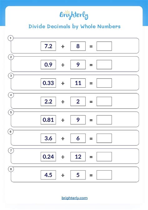 Free Printable Dividing Decimals Worksheet Pdf