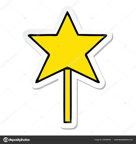 Sticker Of A Cute Cartoon Star Wand Stock Vector By ©lineartestpilot