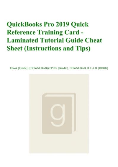 Pdf Quickbooks Pro 2019 Quick Reference Training Card Laminated