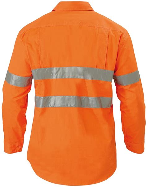 Bisley 3m Lightweight Gusset Cuff Hi Vis Shirt Long Sleeve Orange