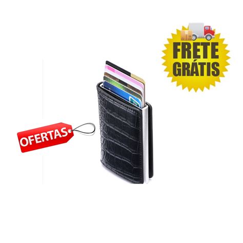 Carteira Rfid Porta Cartoes Slim Pop Up Couro Automatica Shopee Brasil