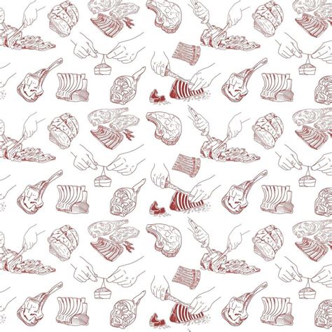 Hand Drawn Meat Steak Beef And Pork Lamb Seamless Pattern 2161417