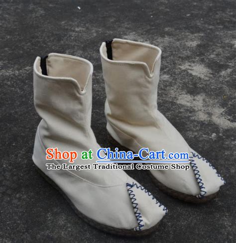 Traditional Chinese White Taoist Cloud Boots for Men