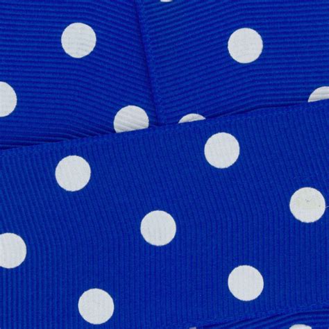 Royal Blue White Polka Dot Grosgrain Ribbon Choose Width Etsy