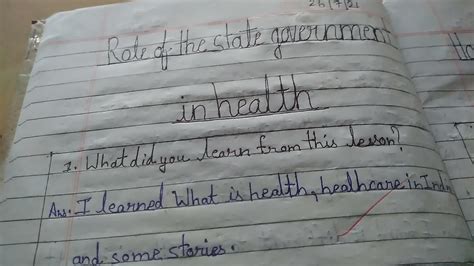 Class 7th Civics Learner Diary Chapter 2 Role Of The State Government