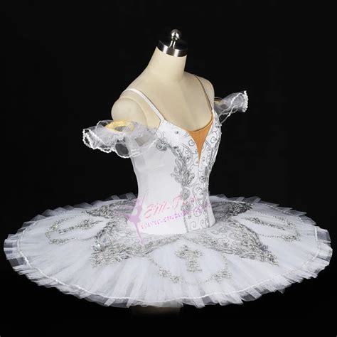 Adult Women Silver White Professional Ballet Tutus Pancake Performance