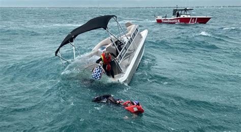 U S Coast Guard Launches Response Boat Rescues Three After Distressed