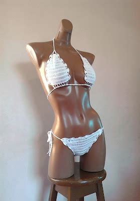 Corola S Artesanales Bikini Blanco Punto Doble Alto