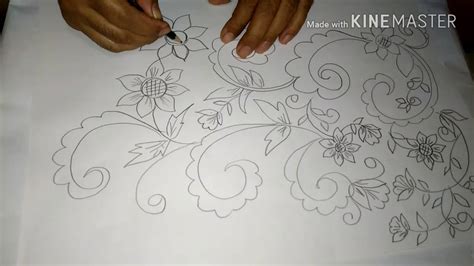 Sketsa Gambar Batik Bunga Simple - Contoh Sketsa Gambar