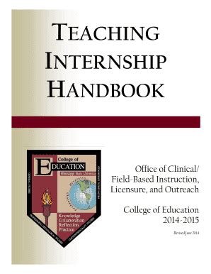 Fillable Online Ocfbi Msstate Teaching Internship Handbook Office Of