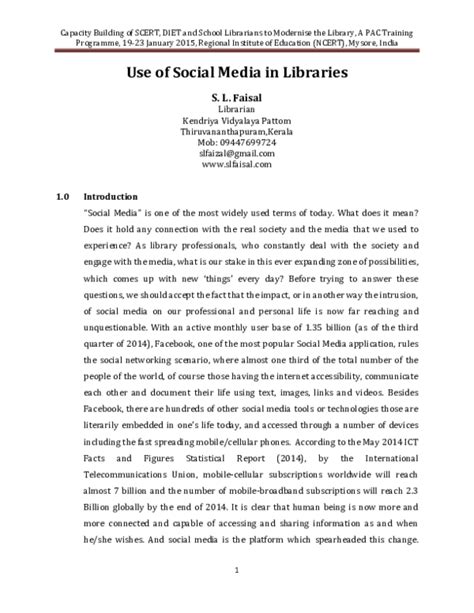 Use Of Social Media In Libraries