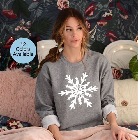 Snowflake Sweatshirt Snowflake Christmaswomen Christmas Etsy