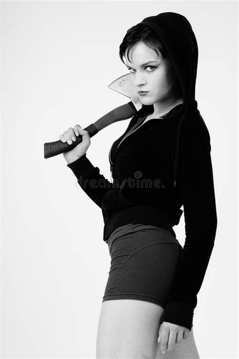 Girl With Axe Stock Image Image Of Maniac Wild Murderer 5654025