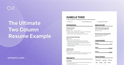 Two Column Resume Templates For 2022 Fit On One Page Pdf And Txt