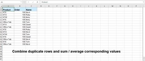 How To Combine Duplicate Rows And Sum The Values In Excel