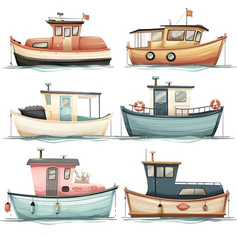 Houseboat Vector Set simple and minima | Premium AI-generated vector