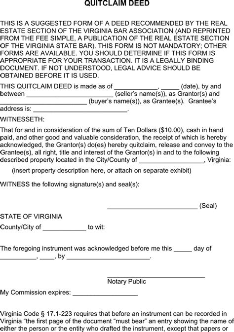 Quitclaim Deed Template