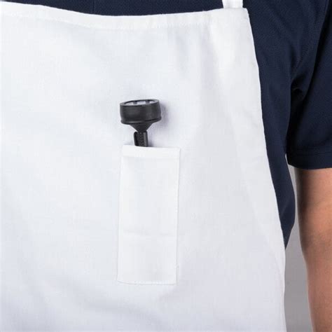 Chef Revival White Poly Cotton Customizable Bib Apron With 1 Pocket