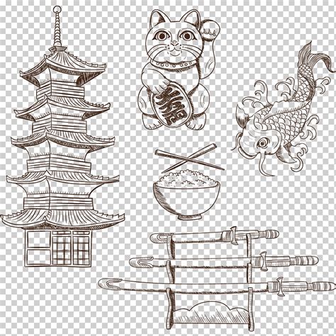 Descarga gratis Ilustración de maneki neko dibujo del templo de la