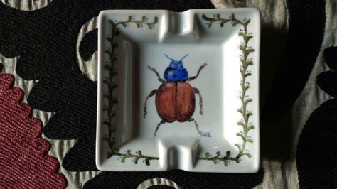 Handpainted Porcelain Ash Tray By Andrea Zarraluqui