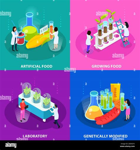 Artificial Foods Isometric Design Concept With Growing Vegetables In