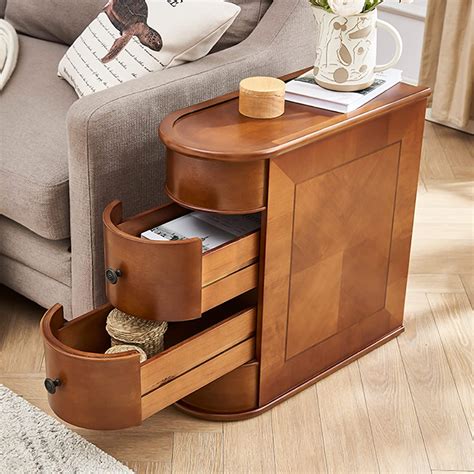 Tribesigns Chairside End Table Two Drawers Wood Side Tables With Shelf