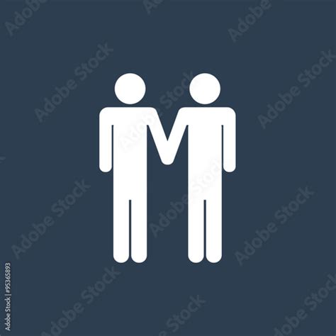 Two Male Stick Figures Holding Hands Icon Gay Theme Homosexual Buy