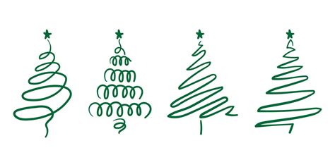 Christmas Trees With Green Outline 4589334 Vector Art At Vecteezy